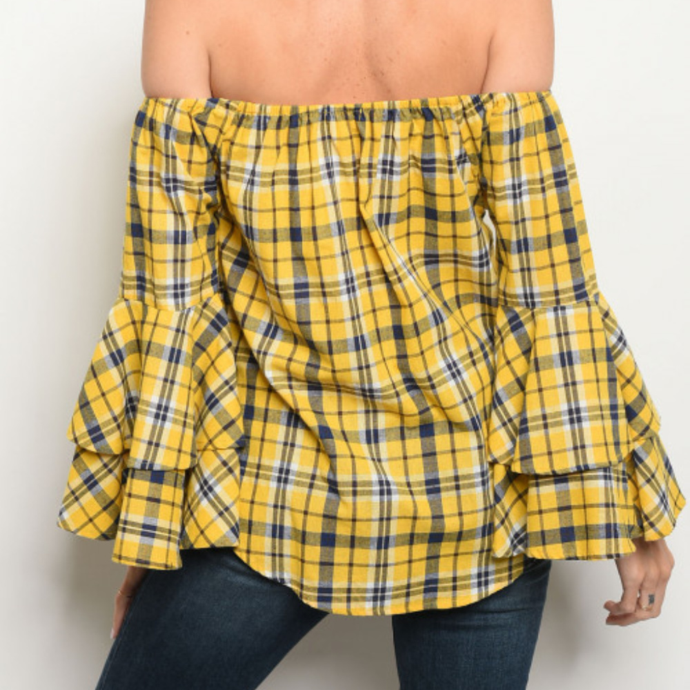 HAYLEY Mustard Off Shoulder Top - Picture 3 of 3